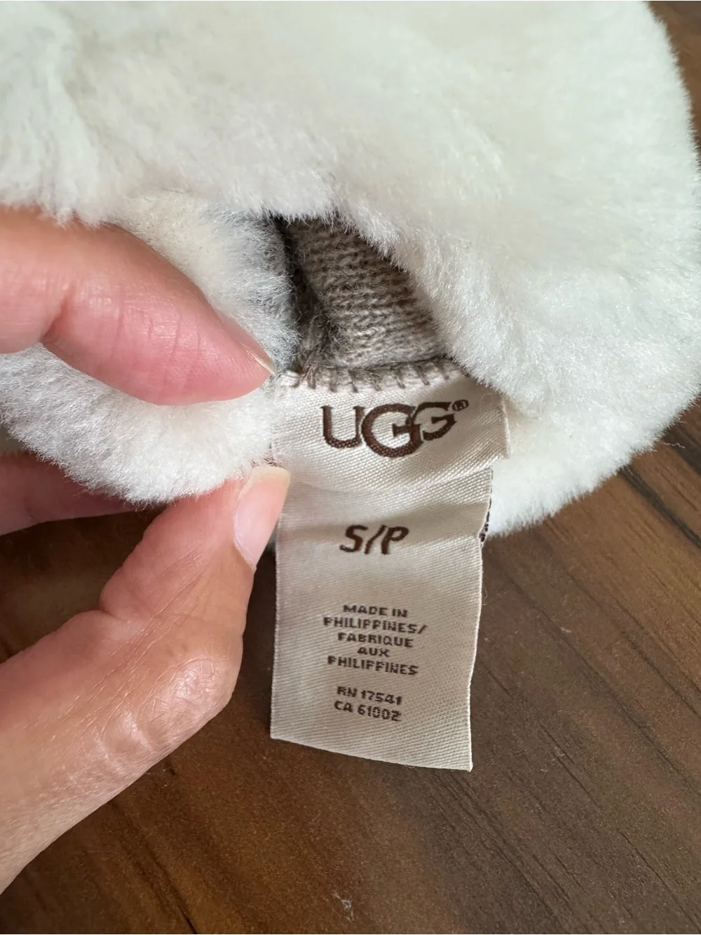 UGG Brown Leather Gloves With White Fur Wool Cashmere Blend Trim Size Small Chic